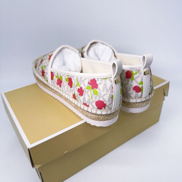 Michael Kors Lenny Espadrille Signature Logo Lux Mini Rose Slip-On Loafer Shoes - Picture 4 of 13